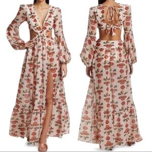 Sea Tone Cutout Long A Line Maxi Dress